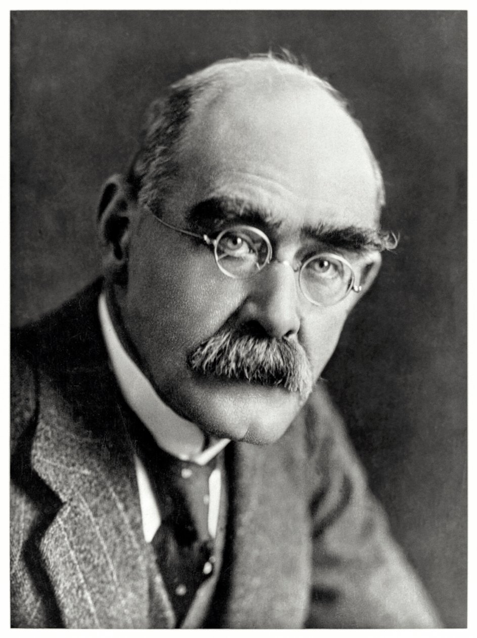 Rudyard Kipling (1865-1936) engelsk forfatter best husket for diktene sine, "Just So Stories" og "The Jungle Book". av Elliott and Fry Photography Studio