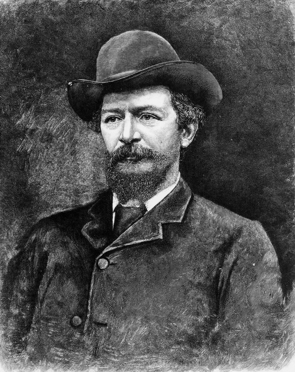 Algernon Charles Swinburne, gravert fra et fotografi (gravering) (bw-foto) av Elliott und Fry Studio