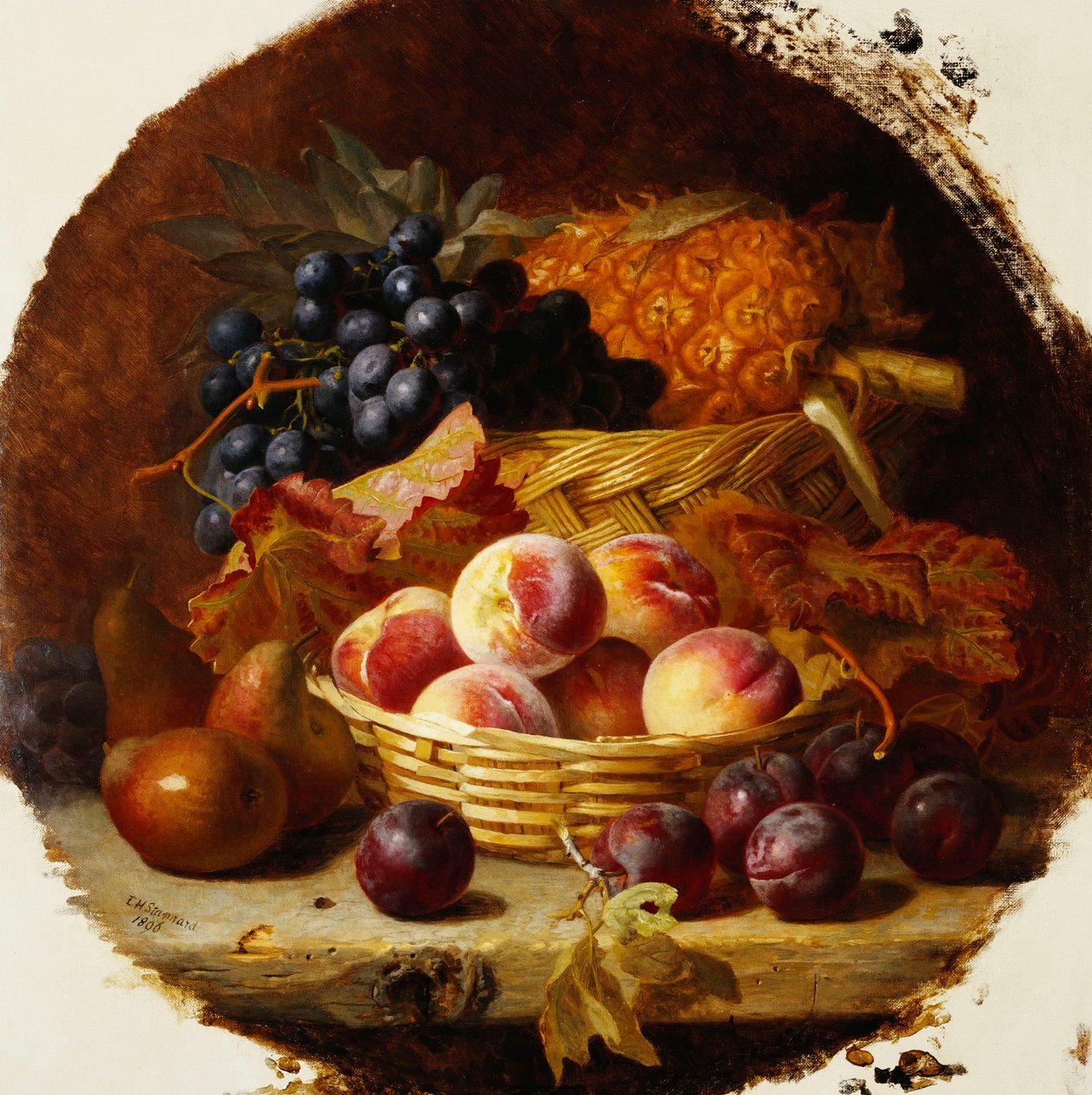 Fersken, plommer, pærer og ananas, 1896 av Eloise Harriet Stannard