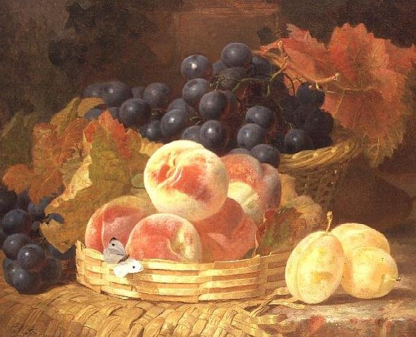 Stilleben med frukt og en sommerfugl av Eloise Harriet Stannard