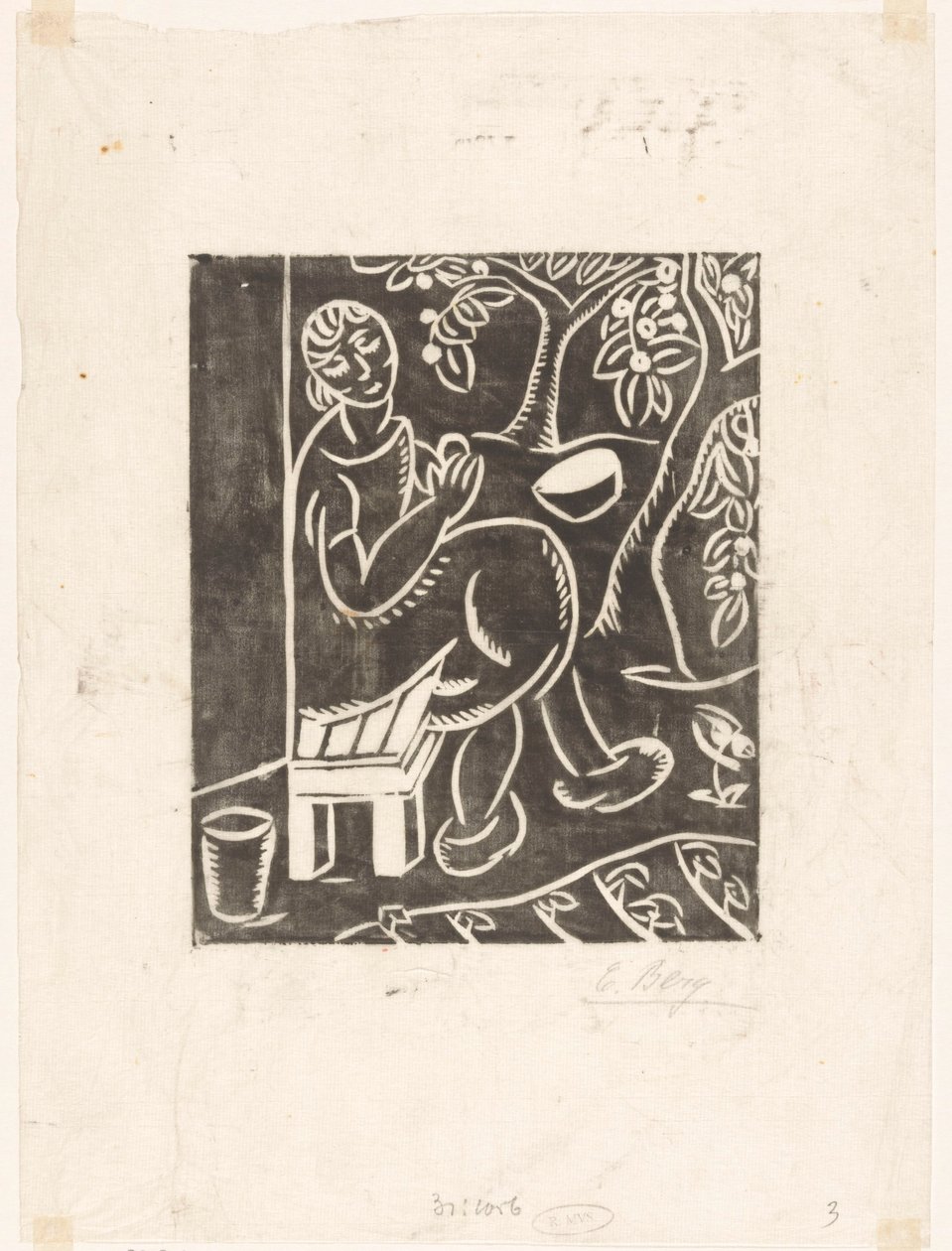 Kvinne på sofa av Else Berg (signed by artist)