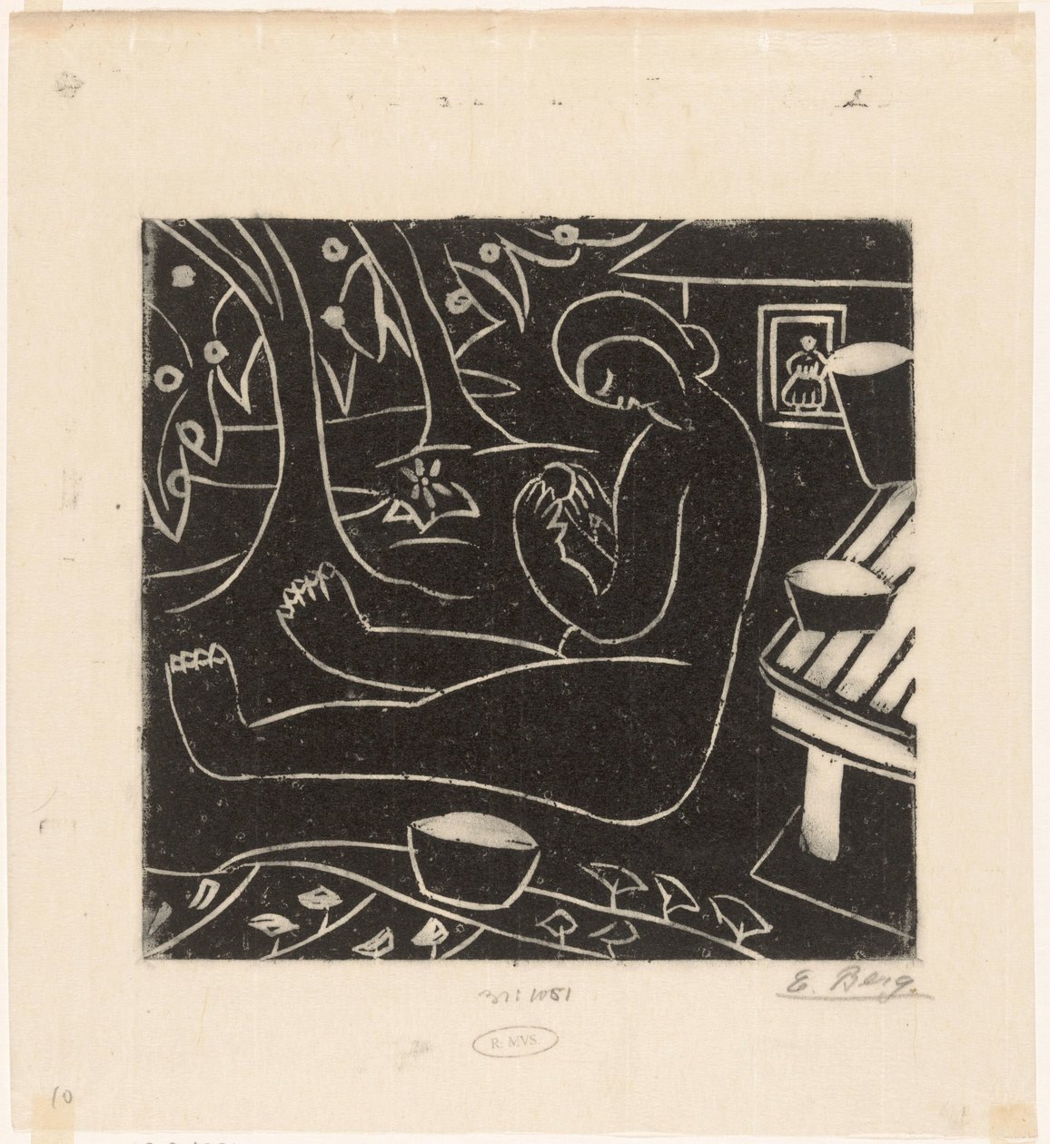 sittende kvinne av Else Berg (signed by artist)