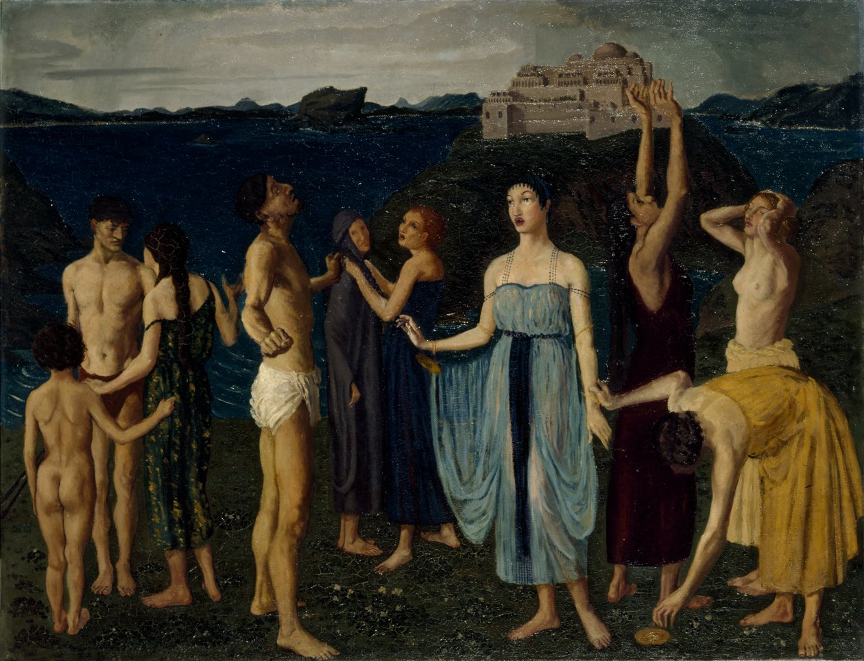 A Frise of Figures Standing in a Landscape, ca. 1910 (olje på lerret) [LDUCS-5264] av Elsie McNaught