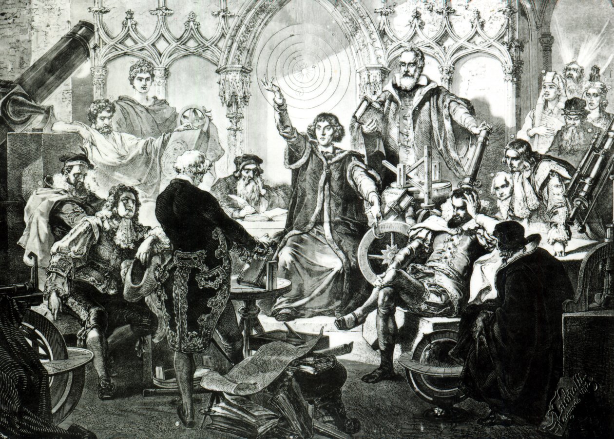 Nicolaus Copernicus (1473-1543) Forklaring av teorien sin, 1873 av Elviro Michael Andriolli