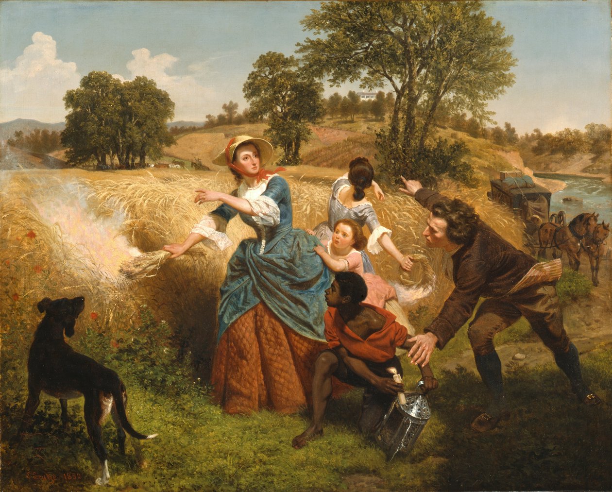 Mrs. Schuyler Burning Her Wheat Fields on the Approach of the British av Emanuel Gottlieb Leutze
