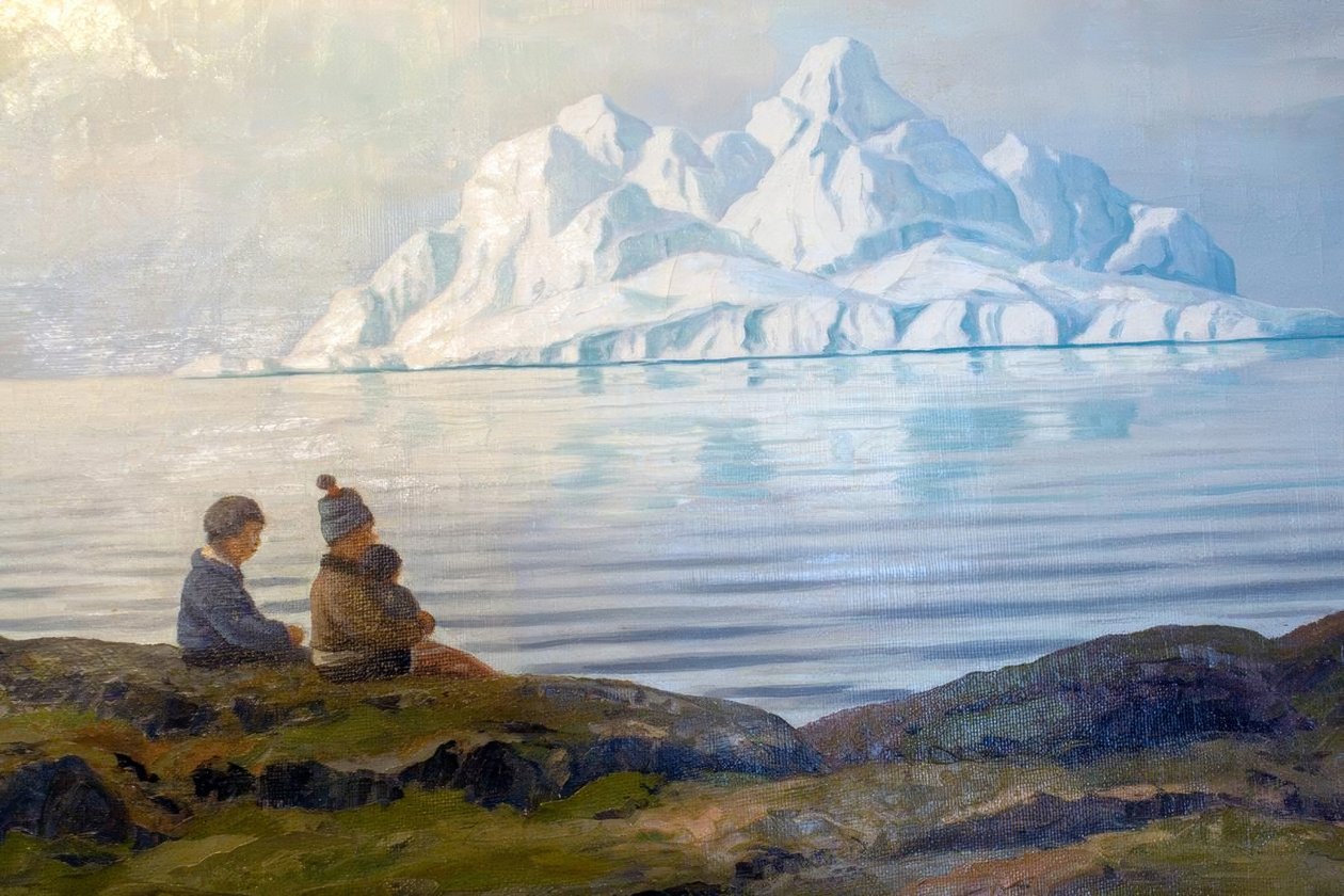 Folk om sommeren ved Disco Bay, Vest-Grønland av Emanuel A. Petersen