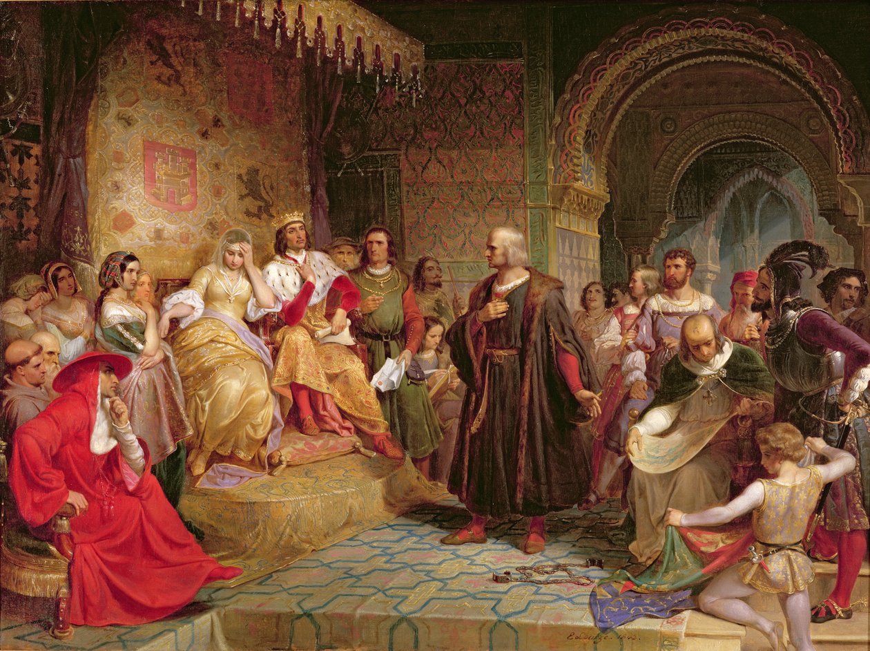 Columbus før dronningen, 1843 av Emanuel Gottlieb Leutze