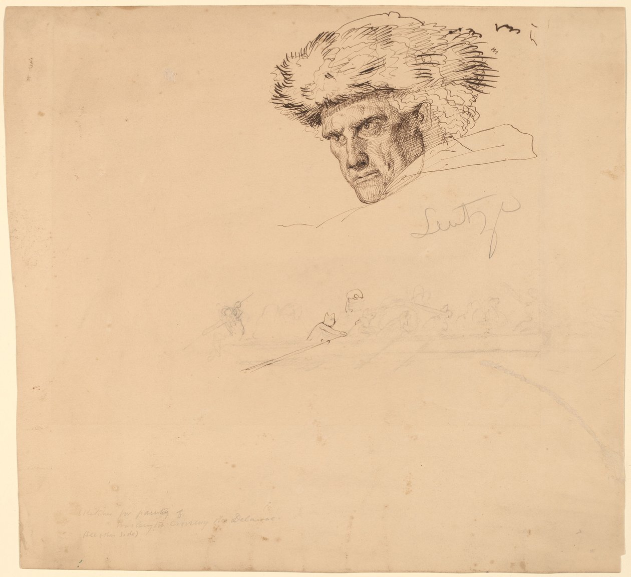 Studier for "Washington Crossing the Delaware" [recto] av Emanuel Gottlieb Leutze