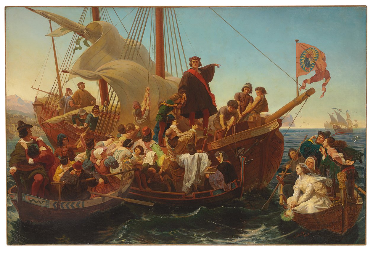 Columbus avgang fra Palos i 1492, 1855 av Emanuel Gottlieb Leutze