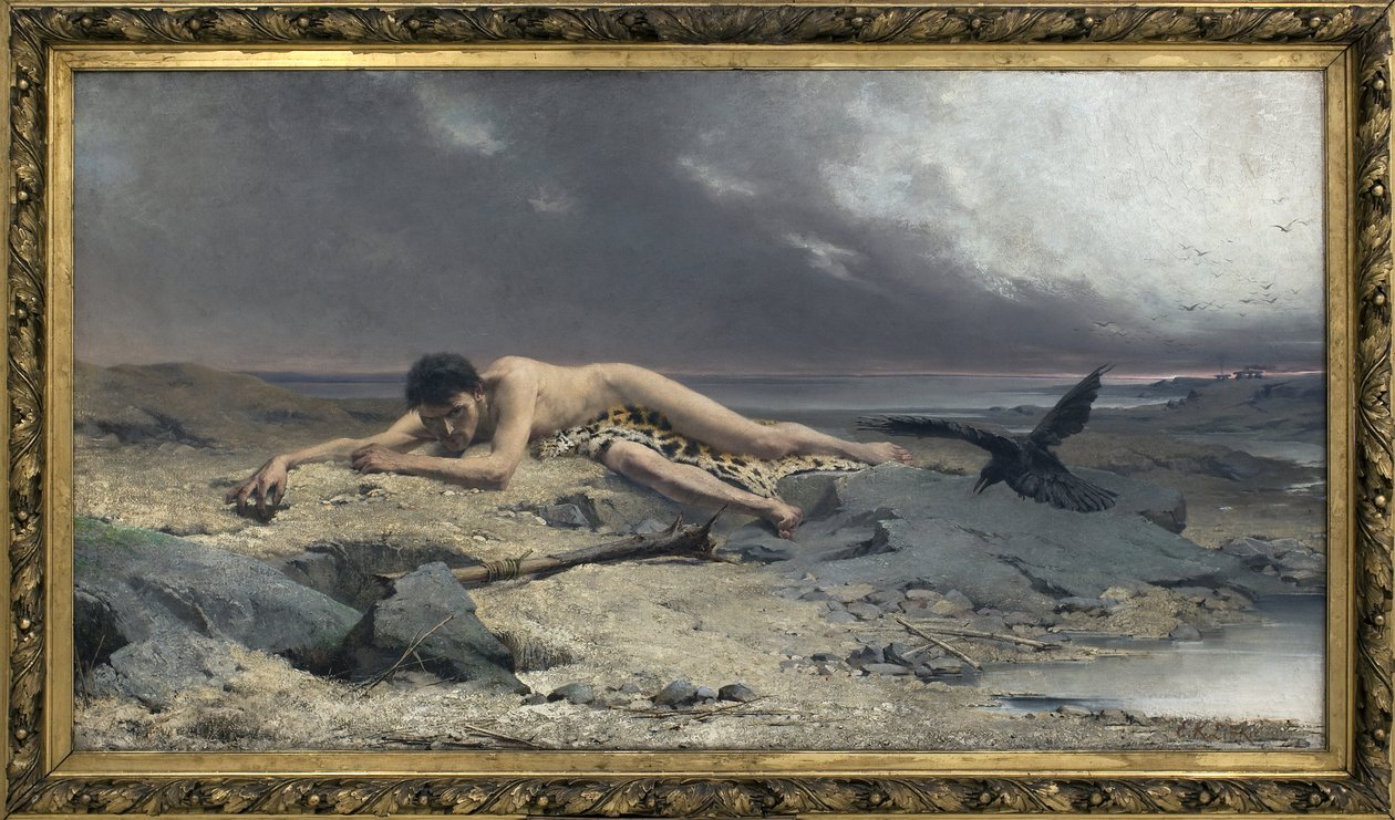 Kain. Maleri av Emanuel Krescenc Liska (1852-1903), olje på lerret av Emanuel Kresenc Liska