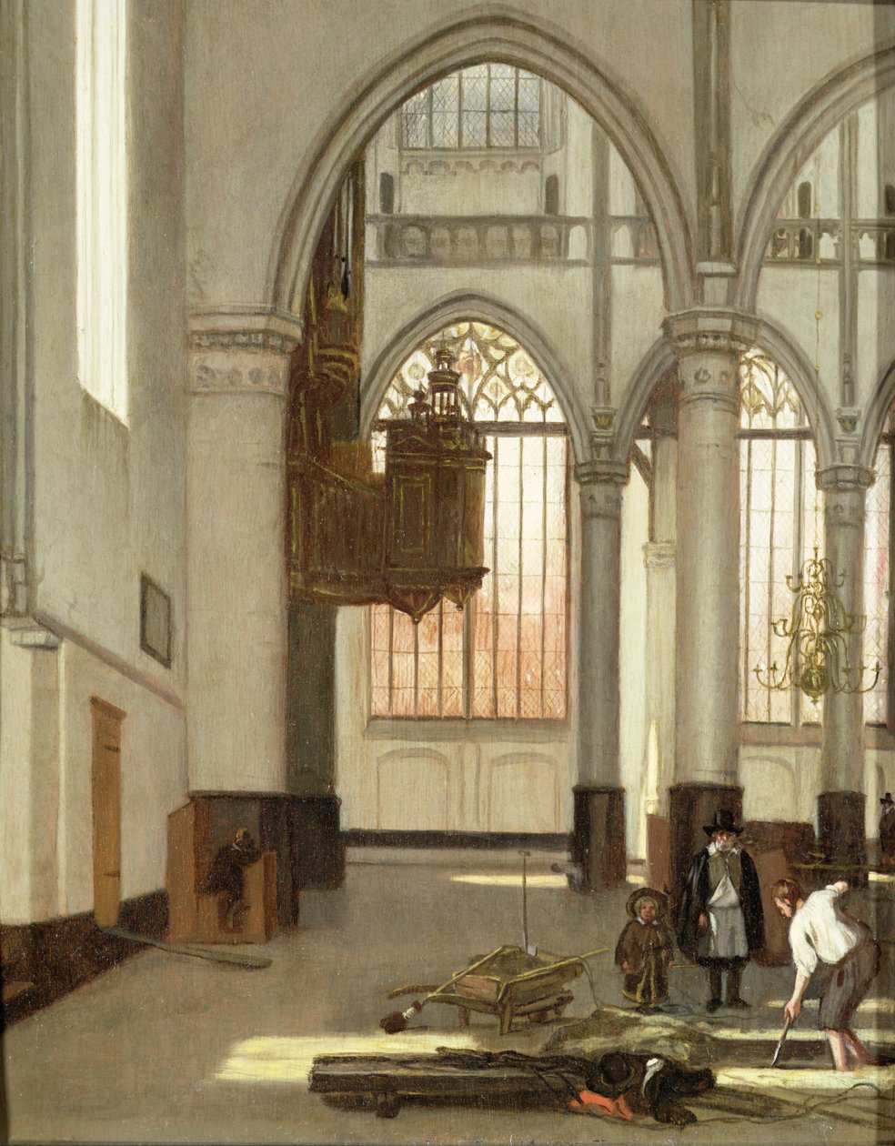Gravegravere i vestenden av Oude Kerk, Amsterdam (panel) av Emanuel de Witte