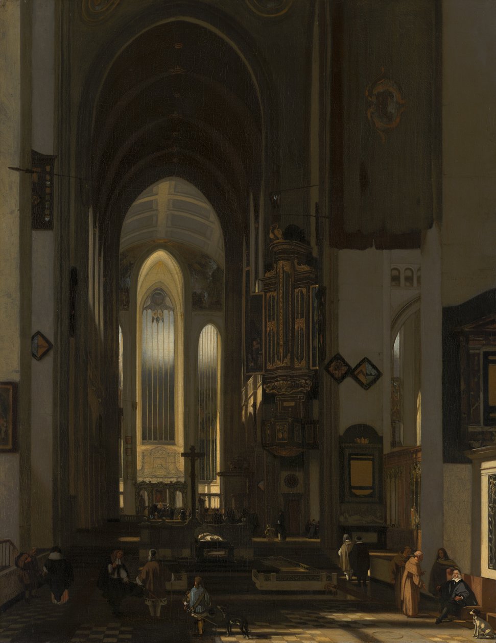 Interiør i en imaginær katolsk kirke av Emanuel de Witte