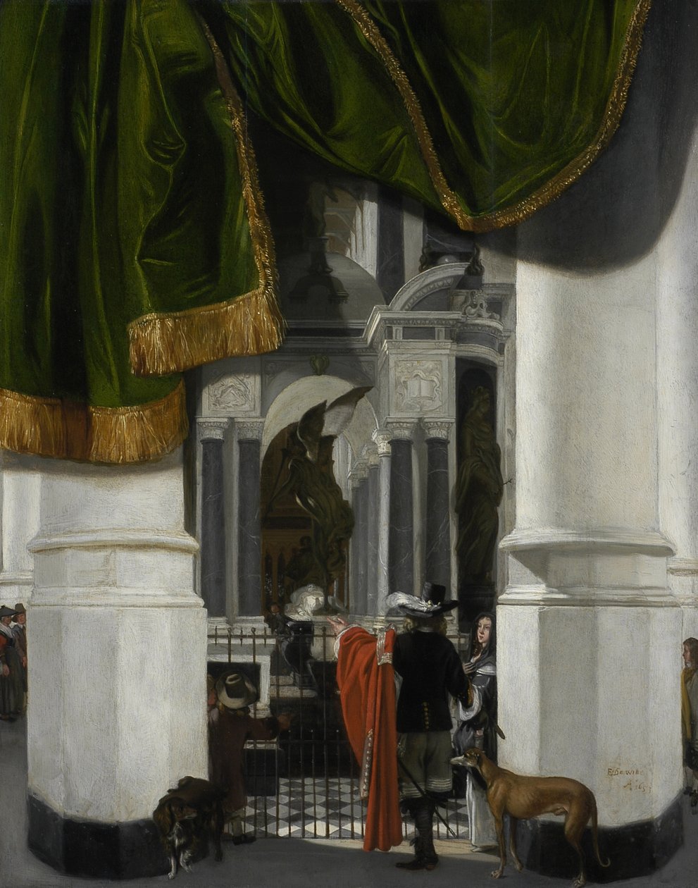 Interiør i Nieuwe Kerk i Delft med Vilhelm den tause sitt gravmæle av Emanuel de Witte