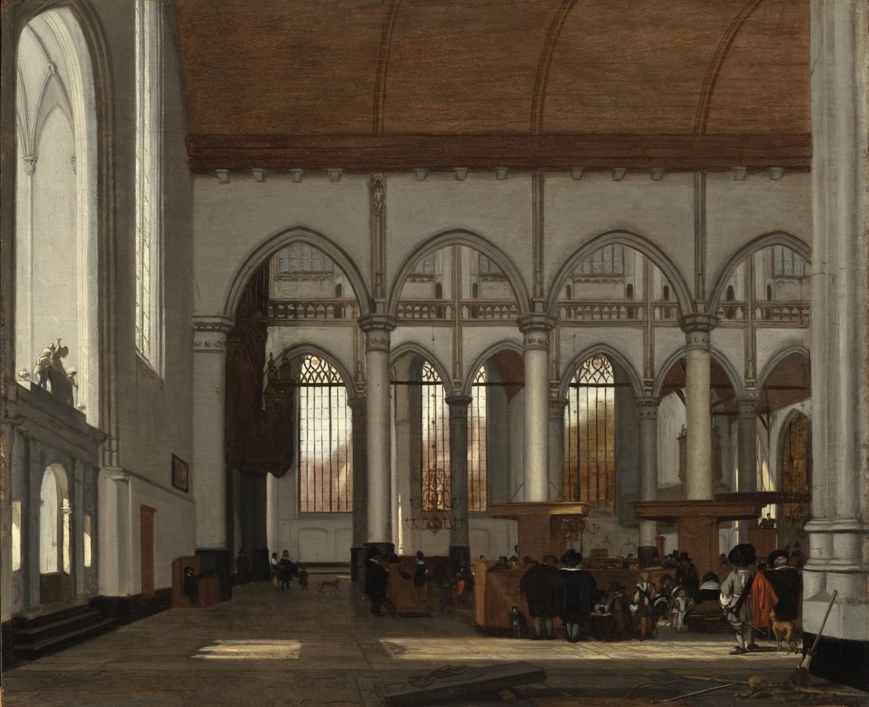 Interiør i Oude Kerk, Amsterdam av Emanuel de Witte