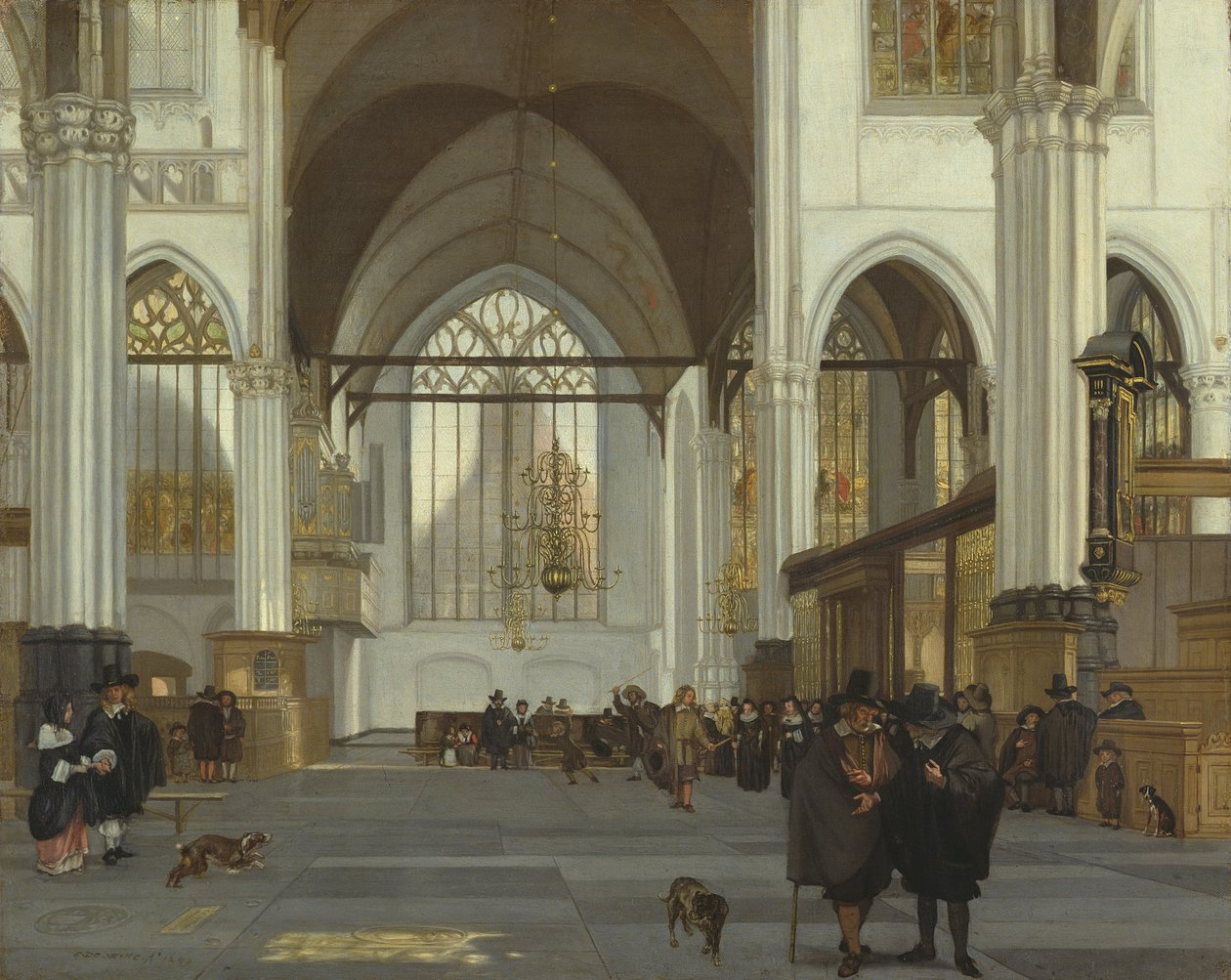 Interiør i den gamle kirken, Amsterdam, 1659 av Emanuel de Witte