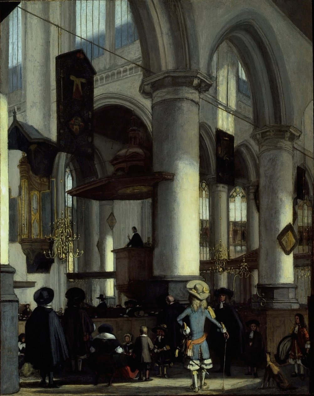 Interiøret i den gamle kirken, Delft, ca. 1680. av Emanuel de Witte