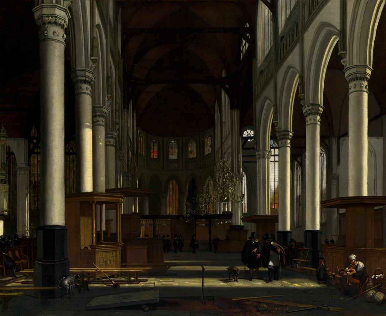 Interiøret i den gamle kirken, Amsterdam, ca. 1660. av Emanuel de Witte