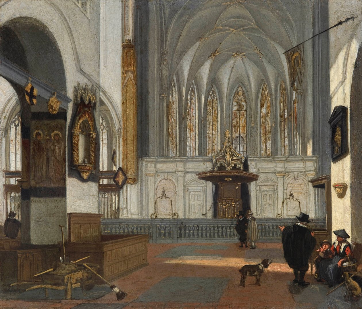 ""Utsikt over koret til Johanneskirken i Utrecht) Maleri av Emanuel De Witte (1616/17-1692) Cirka 1650 - Olje på kobber Størrelse 22,6x26,1 cm Fondation Custodia av Emanuel de Witte