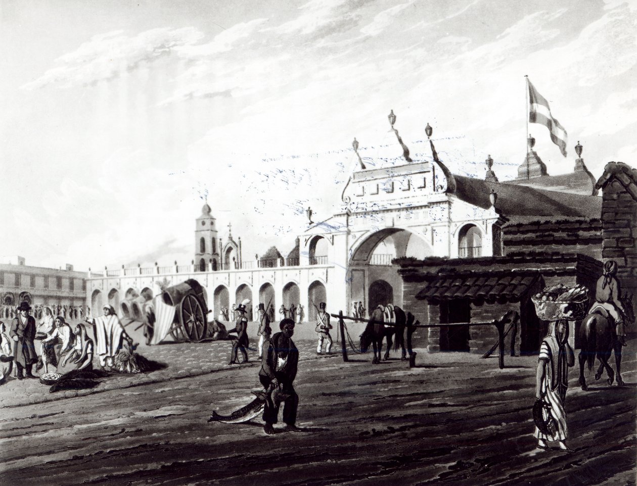 Market Place, gravert av Daniel Havell (1785-1826) 1820 av Emeric Essex Vidal