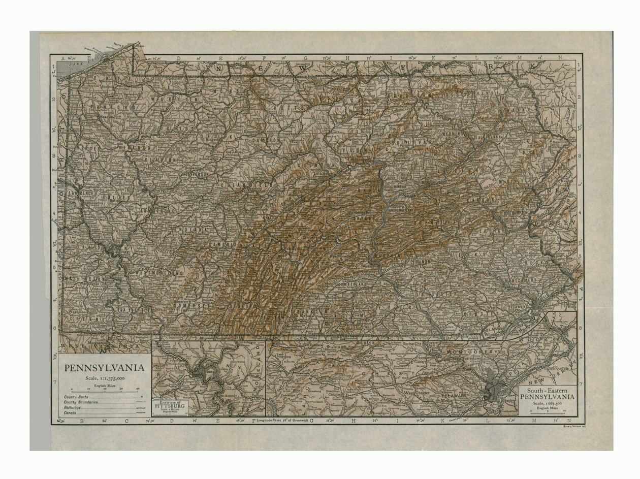 Kart over Pennsylvania, 1910. av Emery Walker