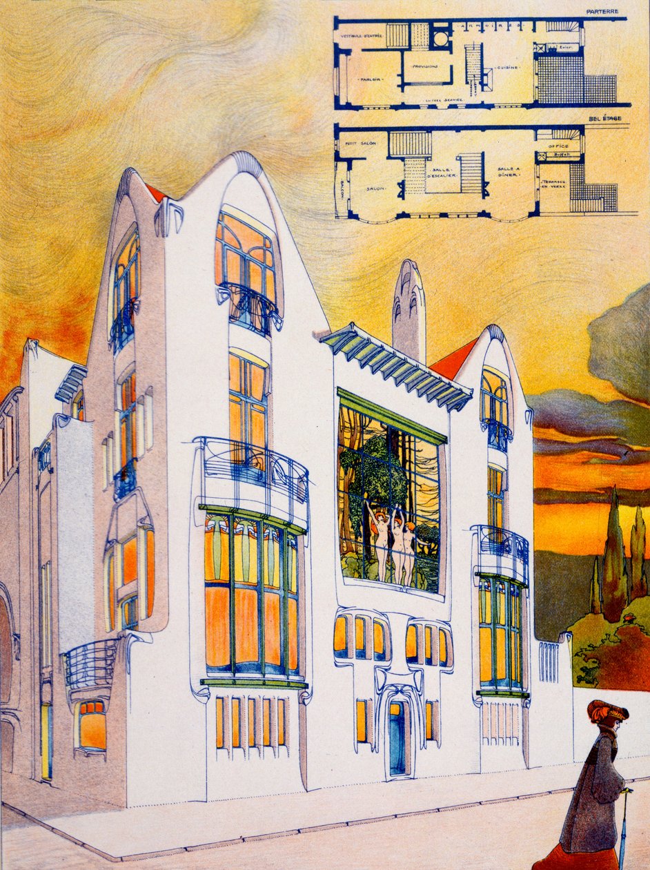 House Design, ca. 1905-6 (akvarell og penn på papir) av Emiel van Averbeke