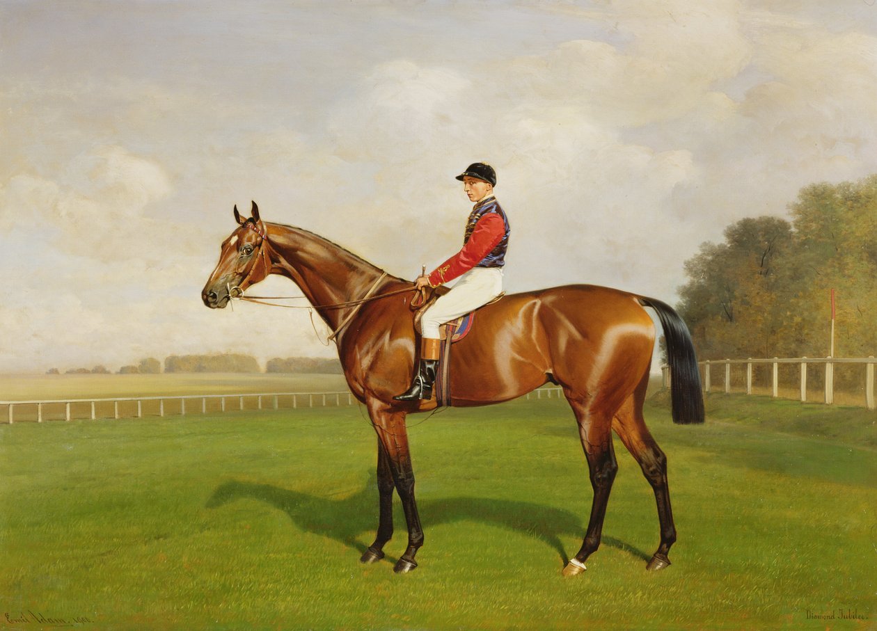 Diamond Jubilee, vinner av 1900 Derby, 1900 olje på lerret detalj av 188214 av Emil Adam