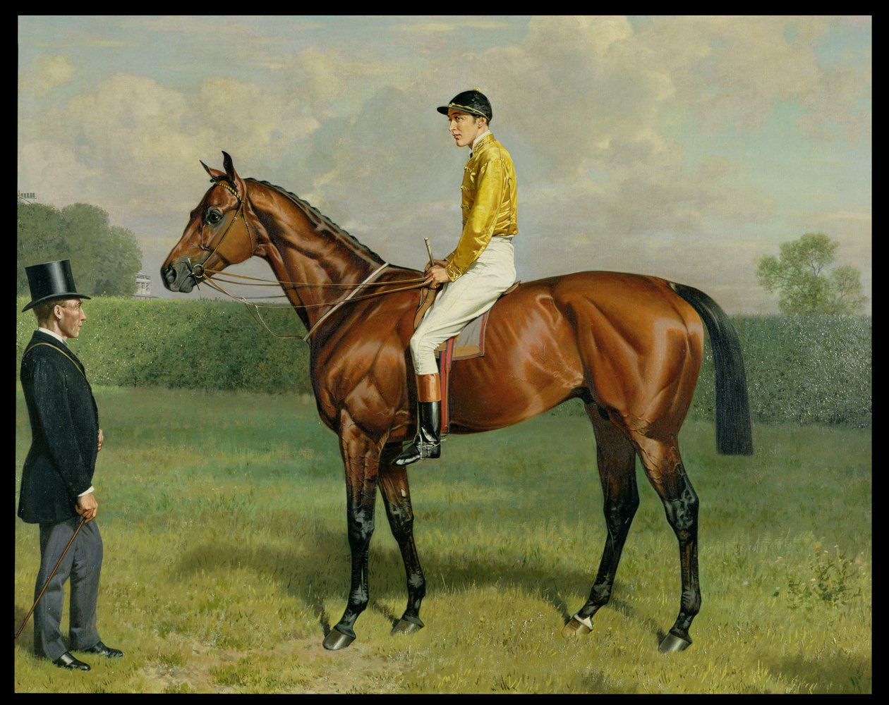 Ormonde, vinner av 1886 Derby, 1886 olje på lerret detalj av 188204 av Emil Adam