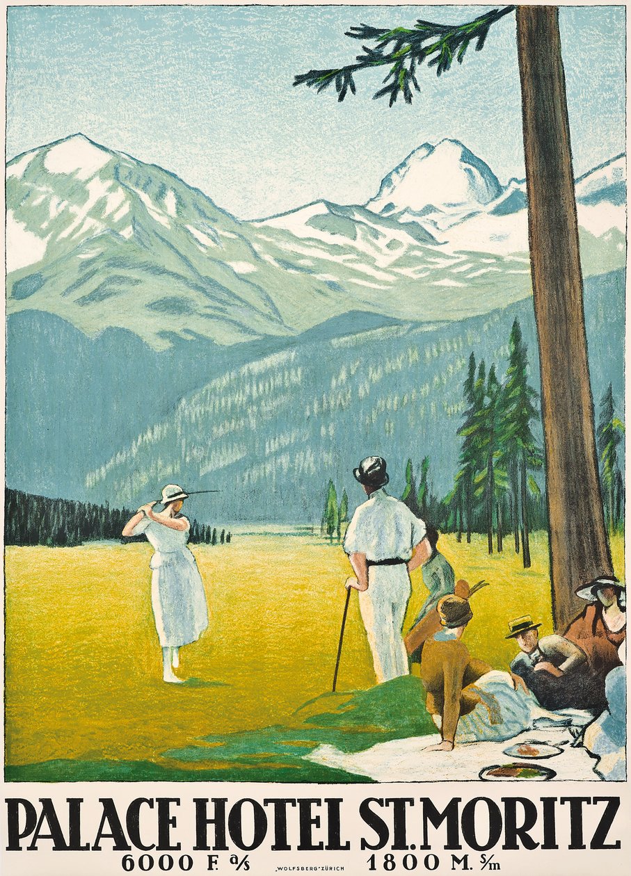 Plakat som reklamerer for Palace Hotel i St. Moritz av Emil Cardinaux