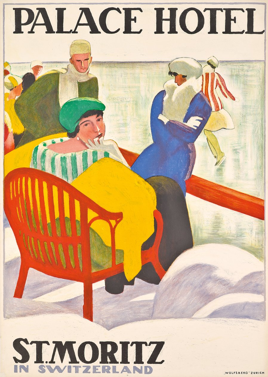 Plakat som reklamerer for Palace Hotel i St. Moritz av Emil Cardinaux
