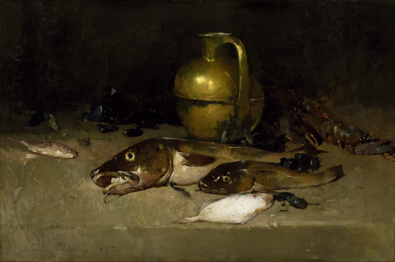 Stilleben med fisk av Emil Carlsen