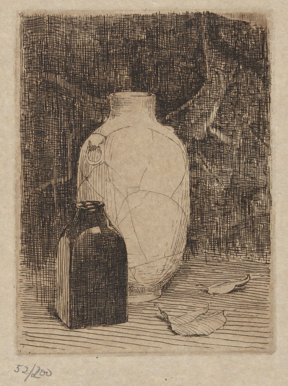 Stilleben med vase og flaske av Emil Carlsen