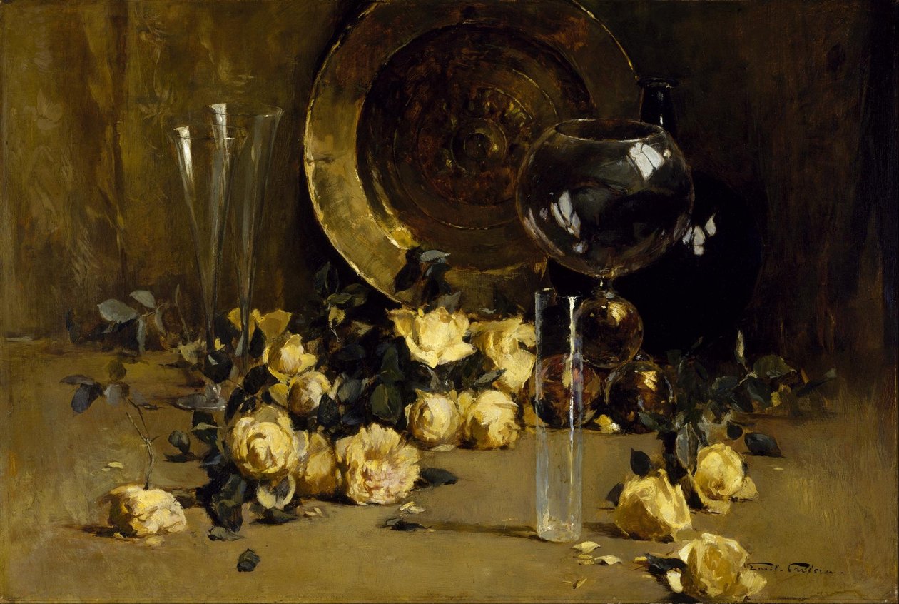 Stilleben med gule roser av Emil Carlsen
