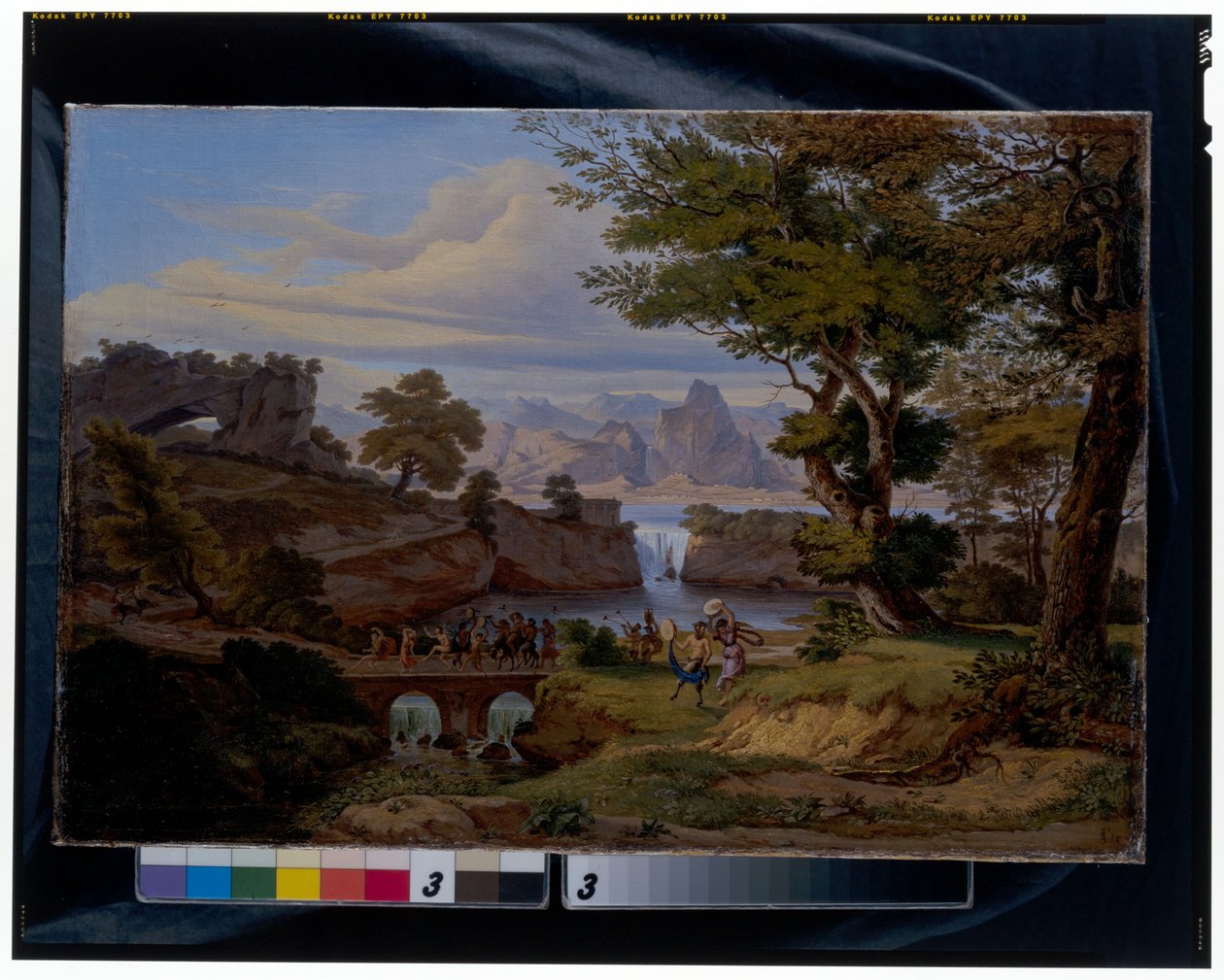 Italiensk landskap med Triumph of Silenus av Emil Ludwig Löhr