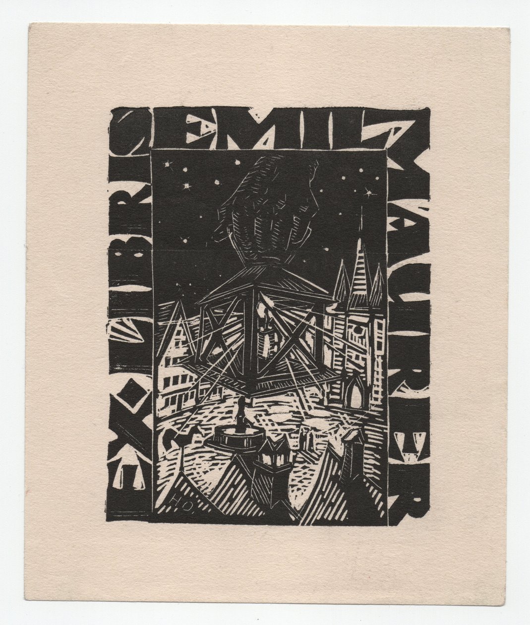 Ex Libris Emil Maurer (gravering) av Emil Maurer