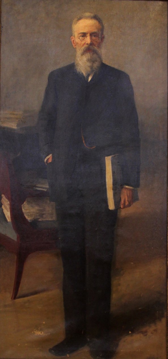 Portrett av komponisten Nikolai Rimsky-Korsakov 1844-1908, ca. 1900 av Emil Oskarovich Wisel