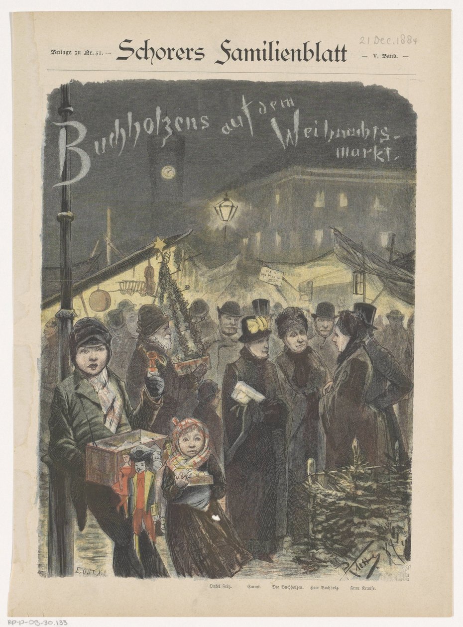 Familien Buchholz på Kerstmarkt Buchholzens på julemarkedet (tittel på objekt) av Emil Ost