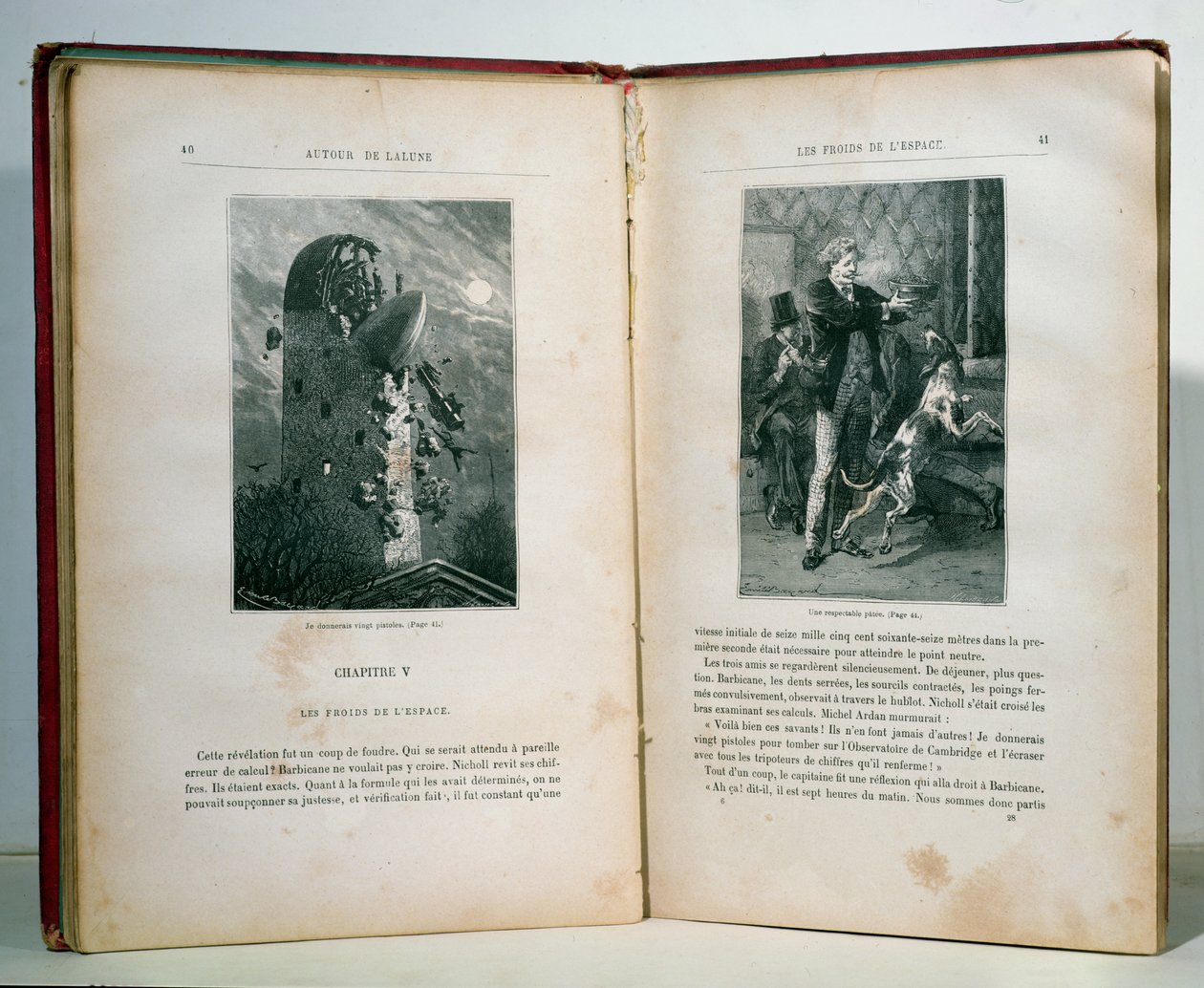 Illustrasjoner fra Round the Moon av Jules Verne (1828-1905), utgaver Hetzel av Emile Antoine Bayard