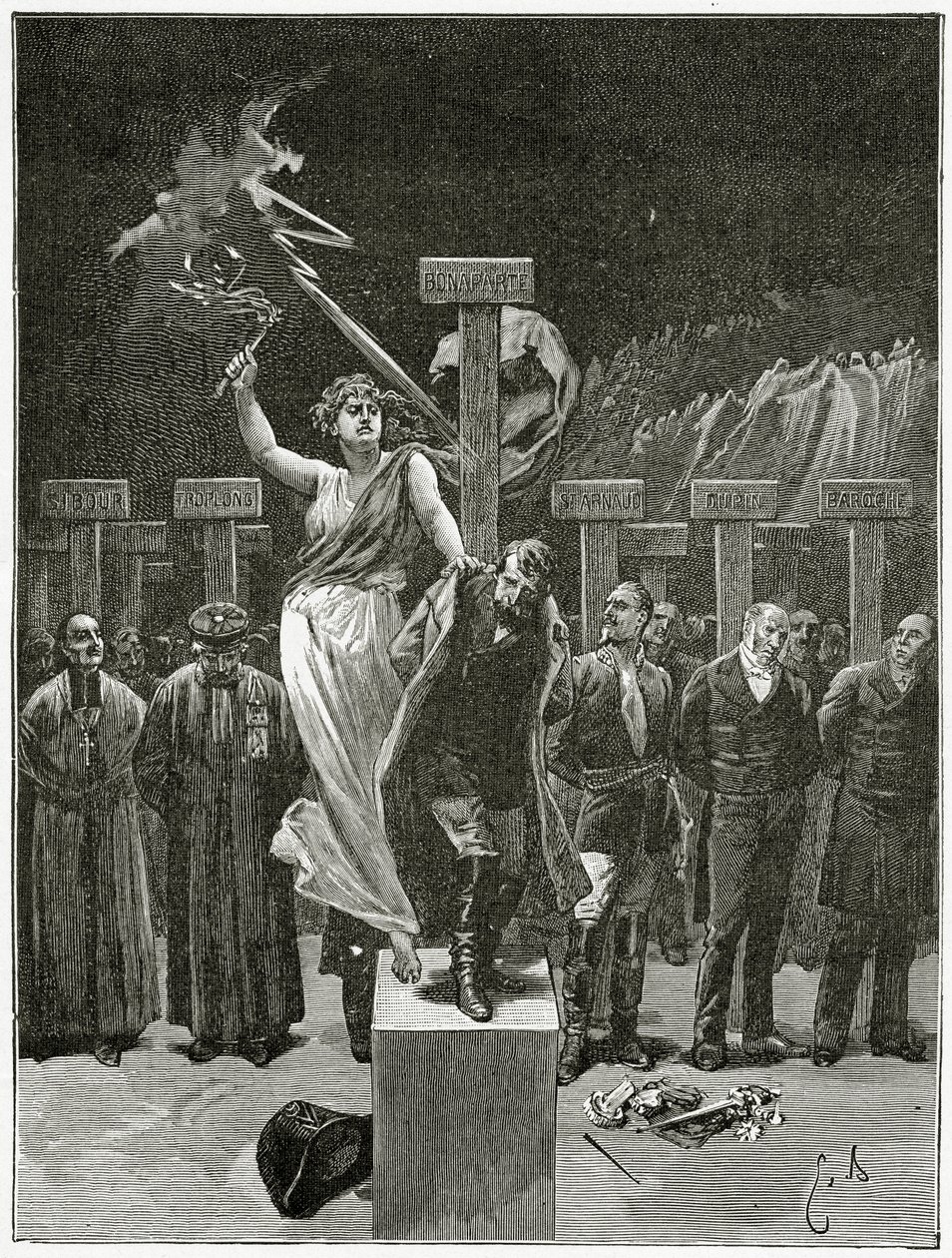 The Punishments, 1800-tallet (bw-gravering) av Emile Antoine Bayard