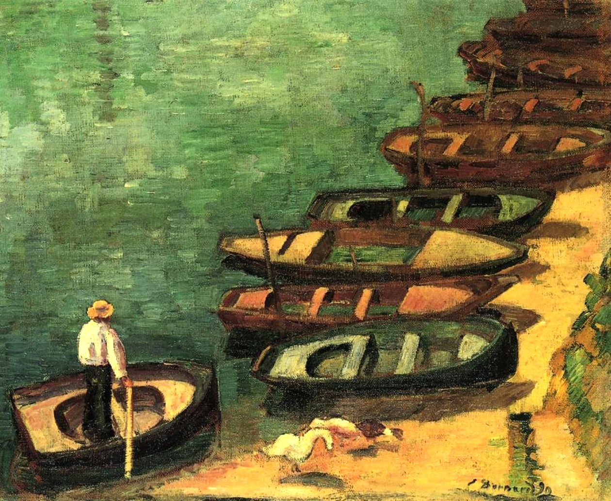 Båter ved Pont-Aven, Bretagne, 1890 av Emile Bernard