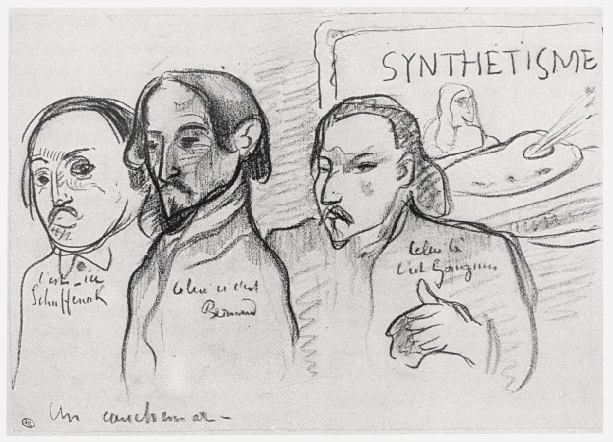 Portretter av Gauguin, Bernard og Schuffenecker av Emile Bernard