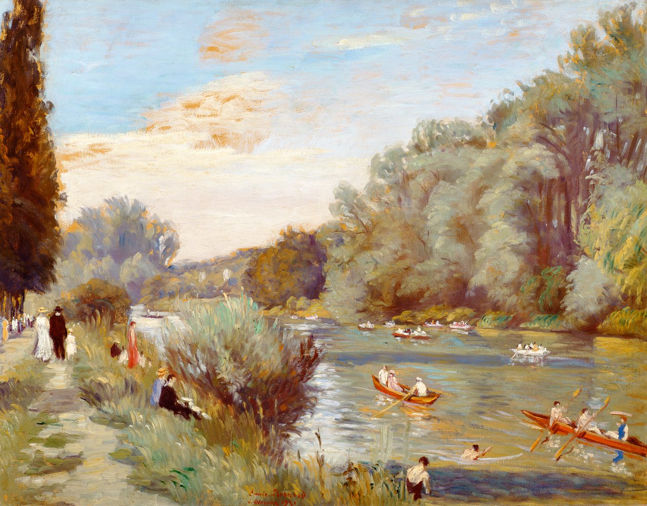 Robåter på en elv, 1931 av Emile Bernard