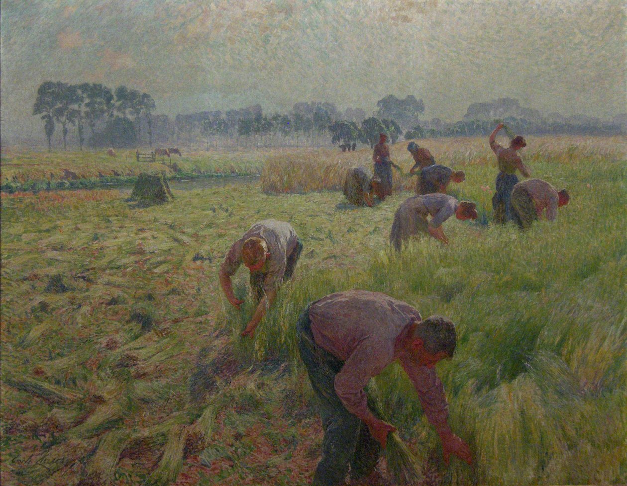 LinhøstingnNederlands: De vlasoogstn av Emile Claus