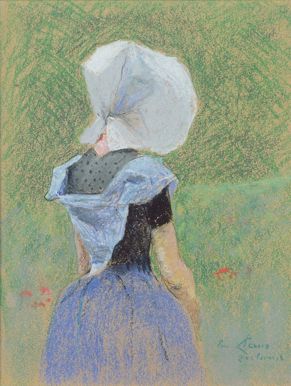 En ung jente fra Zeeland (pastell på papir) av Emile Claus