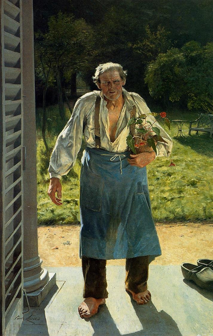 The Old Gardener Le Vieux Jardinier, av Oude Tuinman av Emile Claus
