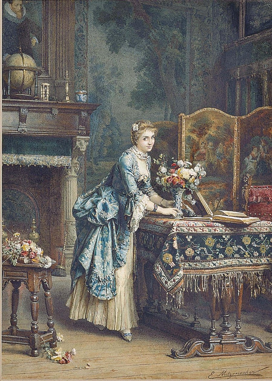 Arrangerer blomster av Emile Pierre Metzmacher