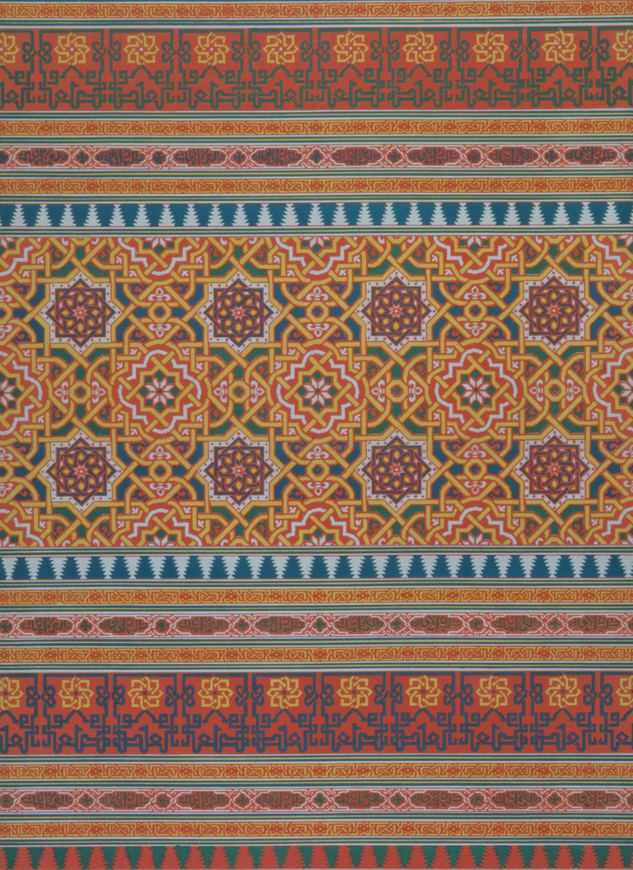 Tekstilfragment fra 1300-tallet, fra `Arabic Decoration`, gravert av Lemoine, pub. av Lemercier und C., Paris, 1885 av Emile Prisse d