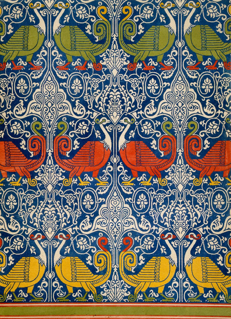 Eksempel på trykt egyptisk stoff, 1800-tallet (chromolitho) av Emile Prisse d