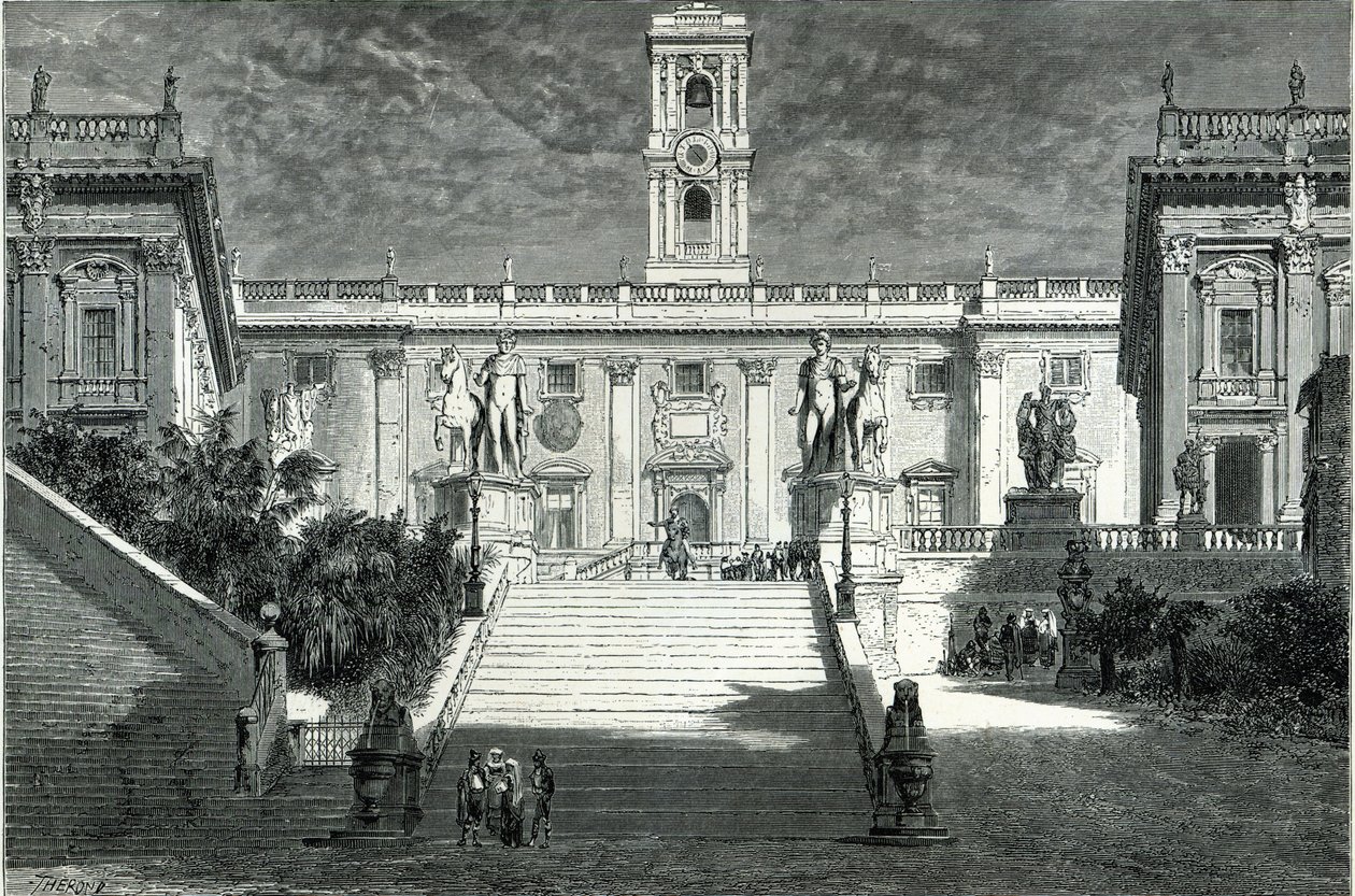 Fasade av Senatorpalasset, Roma av Emile Theodore Therond