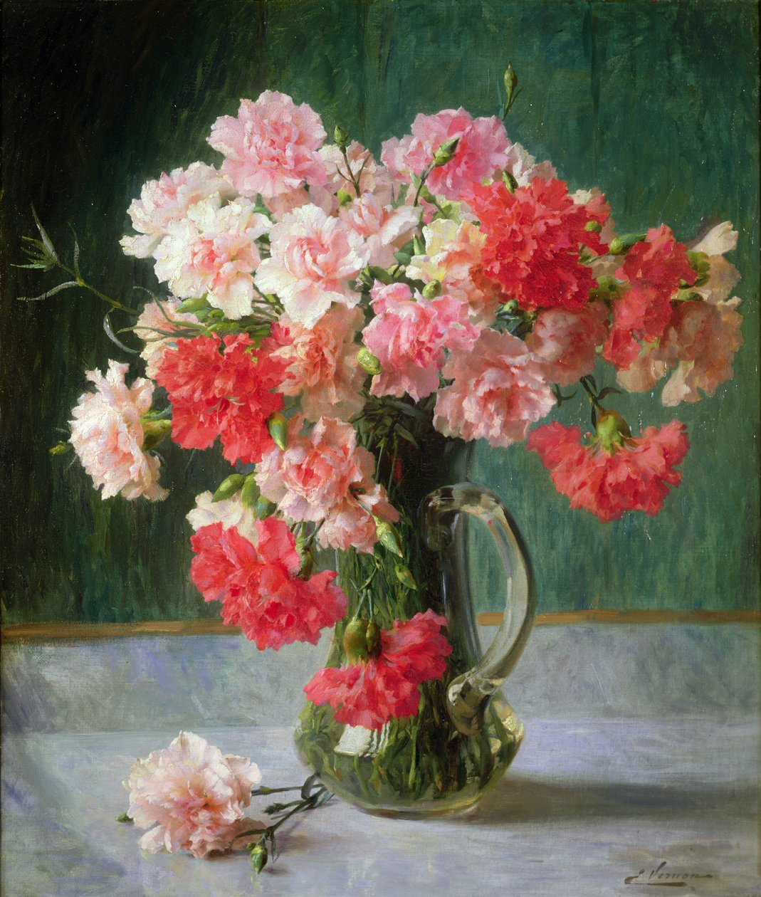 Stilleben av nelliker av Emile Vernon