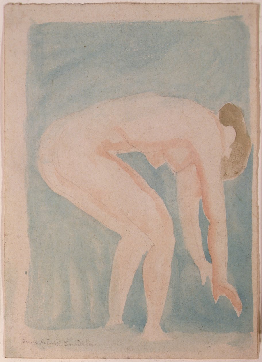 Studie av en naken (akvarell) av Emile Antoine Bourdelle